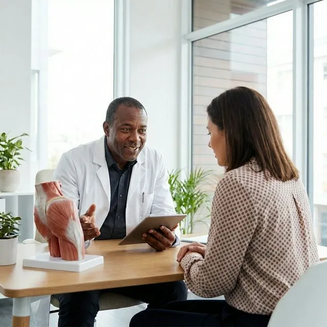 A tailored consultation ensures the chosen treatment accurately aligns with your family goals. Doctor consulting patient about their MRI scan results