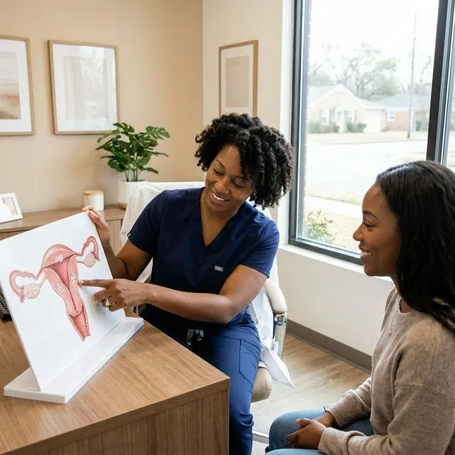 Where a fibroid is physically located dictates its impact on your fertility much more than mere size. A doctor thoroughly explaining a uterine diagram to a patient